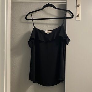 LOFT Black Ruffle off the shoulder blouse L